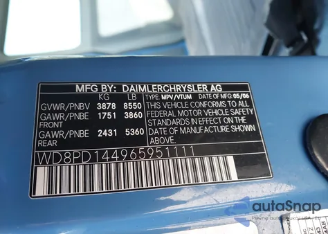 2006 Dodge Sprinter Wagon 2500 Hc z USA, uszkodzony, nr VIN WD8PD144965951111